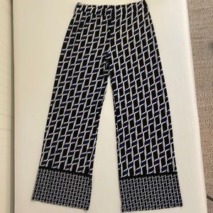 Navy, black and white flowy pants